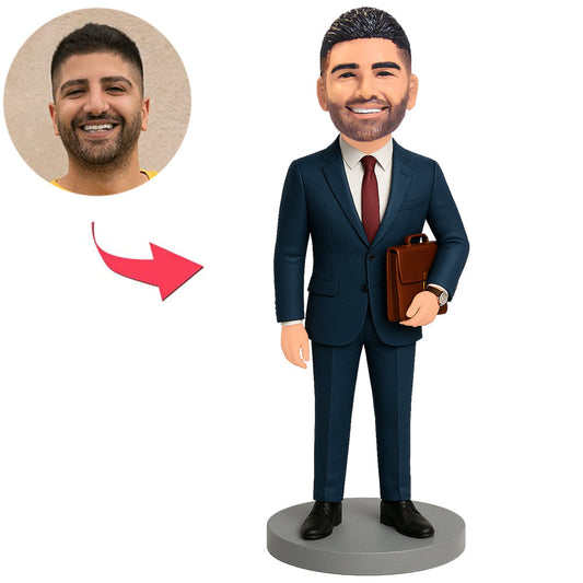 Geschäftsmann mit braunroter Aktentasche Benutzerdefinierte Bobbleheads