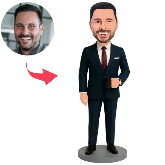 Geschäftsmann mit schwarzer Tasse Benutzerdefinierte Bobbleheads