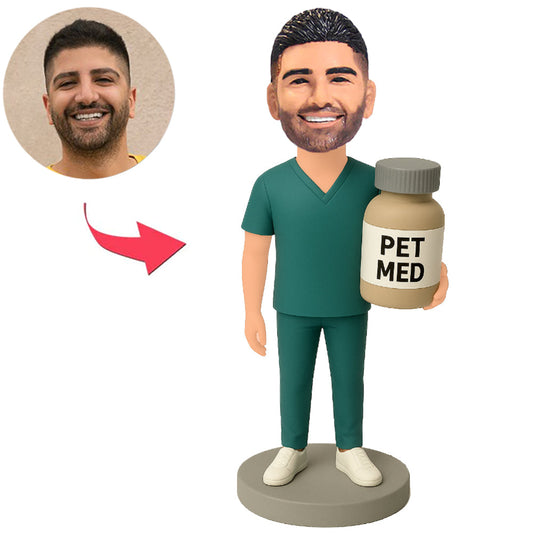 Tierarzt mit Medizinflasche Benutzerdefinierte Bobbleheads