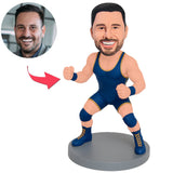Mann im blauen Wrestlinganzug Benutzerdefinierte Bobbleheads