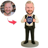 Super Chef in schwarzer ärmelloser Jacke Benutzerdefinierte Bobbleheads