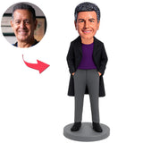 Geschäftsmann im schwarzen Trenchcoat Benutzerdefinierte Bobbleheads