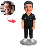 Arzt in schwarzer OP-Kleidung Benutzerdefinierte Bobbleheads