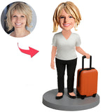 Frau mit Koffer Benutzerdefinierte Bobbleheads