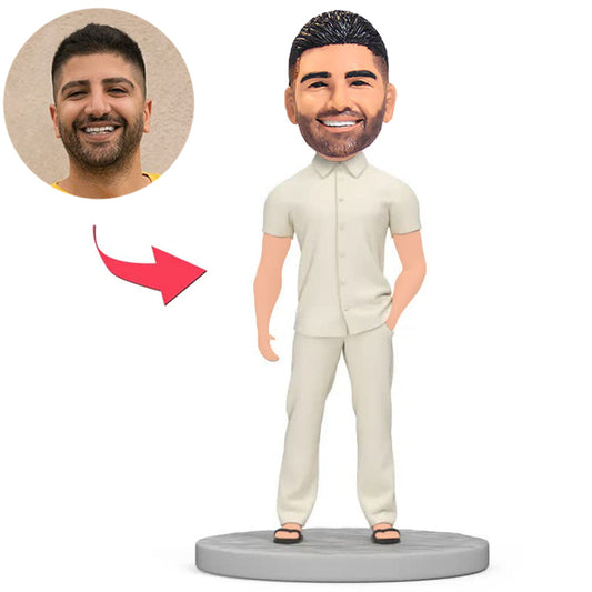 Chef in weißer lässiger Kleidung Benutzerdefinierte Bobbleheads
