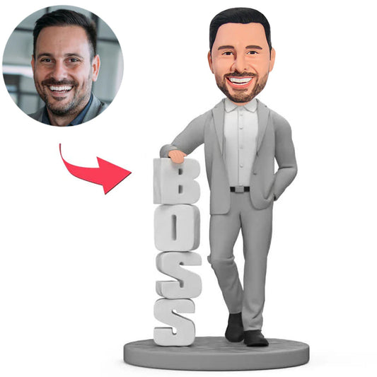 Chef in grauem Anzug Benutzerdefinierte Bobbleheads
