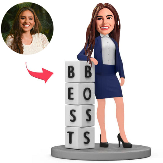 Beste weibliche Chef in blauem Anzug Benutzerdefinierte Bobbleheads