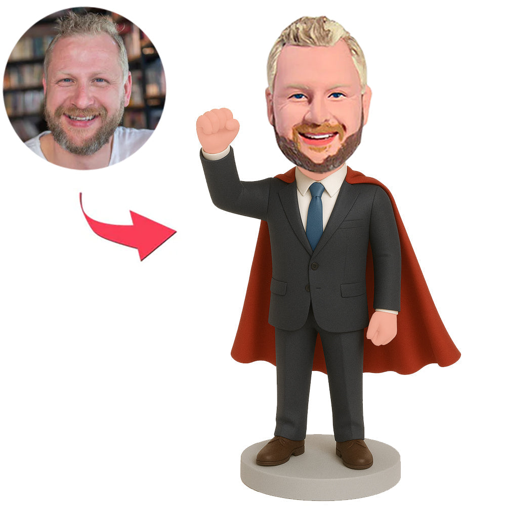 Motivierter Chef mit Umhang Benutzerdefinierte Bobbleheads