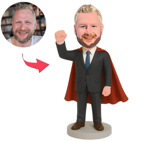 Motivierter Chef mit Umhang Benutzerdefinierte Bobbleheads