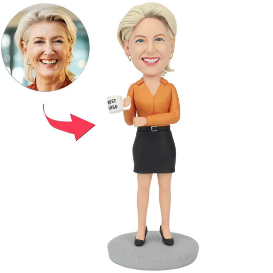 Beste weibliche Chef mit Becher Benutzerdefinierte Bobbleheads