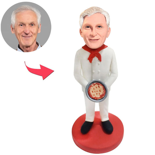 Mann hält Pizza Kundenspezifische Bobbleheads addieren Text