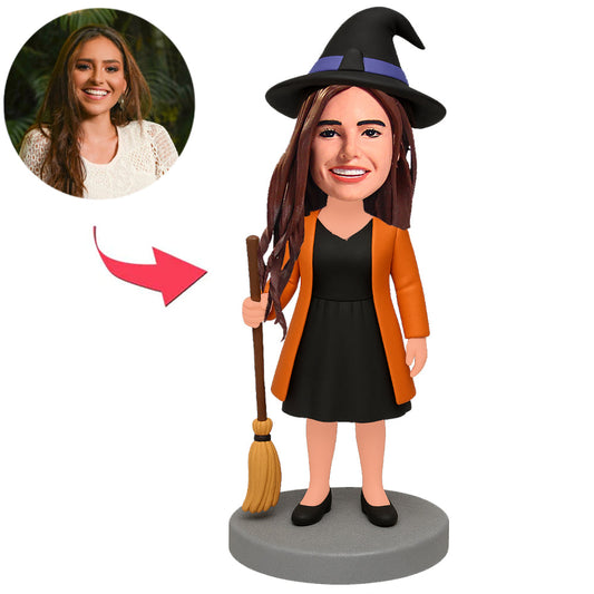 Halloween Hexe mit Besen Benutzerdefinierte Bobbleheads