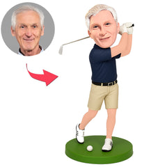 Golfer im blauen Kurzarmhemd Benutzerdefinierte Bobbleheads