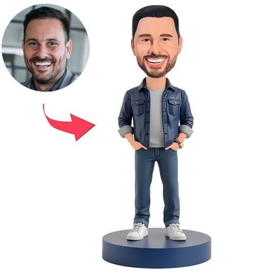 Blauer Mantel, modisch, Mann Benutzerdefinierte Bobbleheads