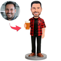 Mann im rotkarierten Hemd mit Bier in der Hand Benutzerdefinierte Bobbleheads
