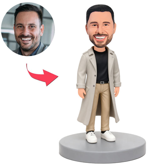 Mann im weißen Trenchcoat Benutzerdefinierte Bobbleheads