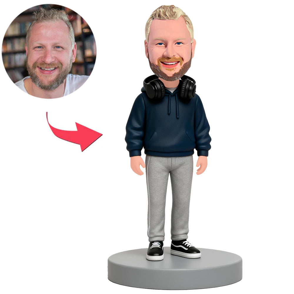 Moderner Mann mit Kopfhörern Benutzerdefinierte Bobbleheads