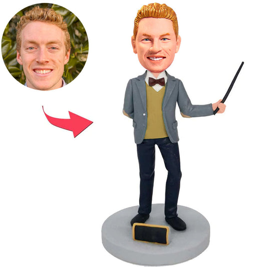 Lehrer zeigt auf Tafel Kundenspezifische Bobbleheads addieren Text