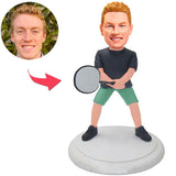 Männlicher Tennisspieler Kundenspezifische Bobbleheads addieren Text