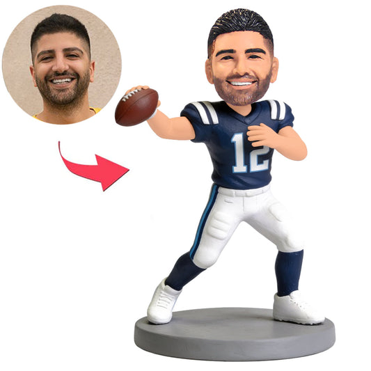 Spieler im blauen Rugby-Trikot Benutzerdefinierte Bobbleheads
