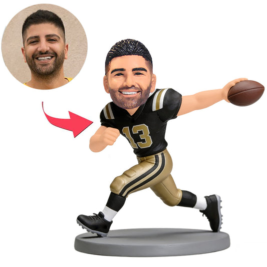 Rugby-Spieler wirft den Ball mit Stil Benutzerdefinierte Bobbleheads