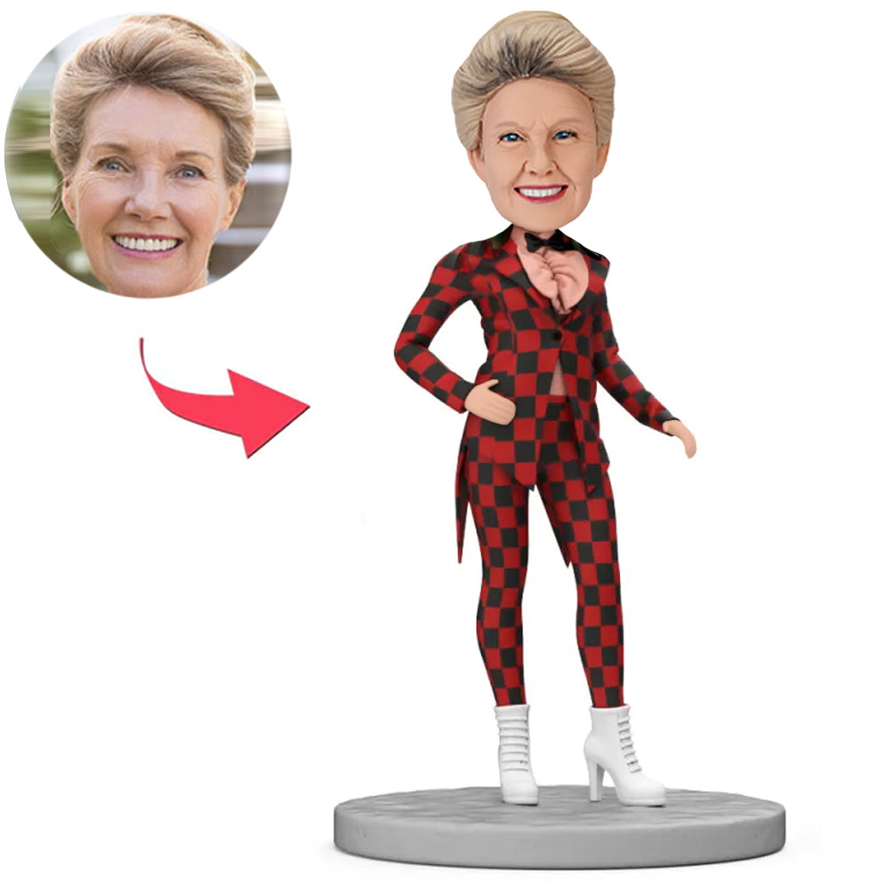 Frau im karierten Anzug Benutzerdefinierte Bobbleheads