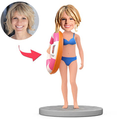 Frau im Bikini mit Schwimmring Benutzerdefinierte Bobbleheads