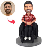 Mann im Rollstuhl Kundenspezifische Bobbleheads addieren Text