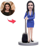 Stewardess im blauen Anzug Kundenspezifische Bobbleheads addieren Text