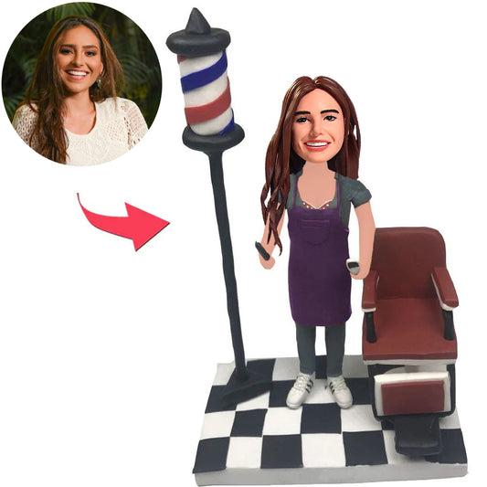 Friseurin Kundenspezifische Bobbleheads addieren Text
