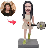 Tennis-Sportlerin Kundenspezifische Bobbleheads addieren Text