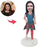 Lässiges Mädchen mit um die Taille gebundener Kleidung Kundenspezifische Bobbleheads addieren Text