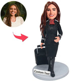 Stewardess mit Koffer Kundenspezifische Bobbleheads addieren Text