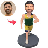 Glücklicher laufender Mann Kundenspezifische Bobbleheads addieren Text