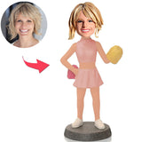 Cheerleader im rosa Kleid Kundenspezifische Bobbleheads addieren Text