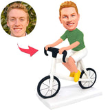 Mann, Der Weißes Fahrrad Reitet Kundenspezifische Bobbleheads addieren Text