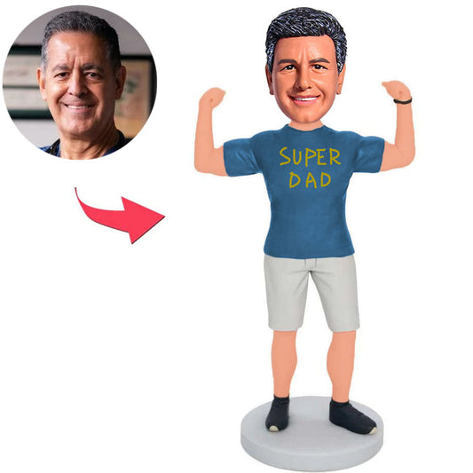 Muskulöser Super-Vater Kundenspezifische Bobbleheads addieren Text