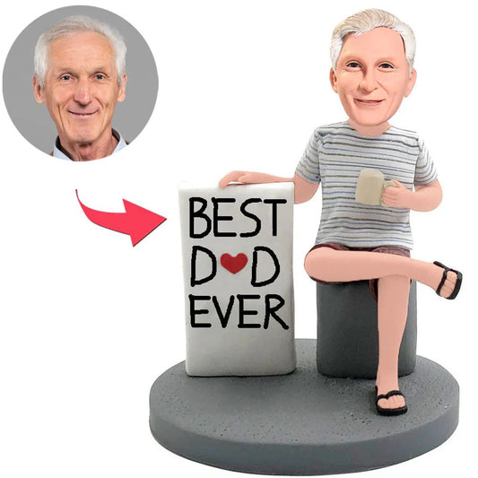 Geschenke für Papa Lässiger bester Vater aller Zeiten Kundenspezifische Bobbleheads addieren Text