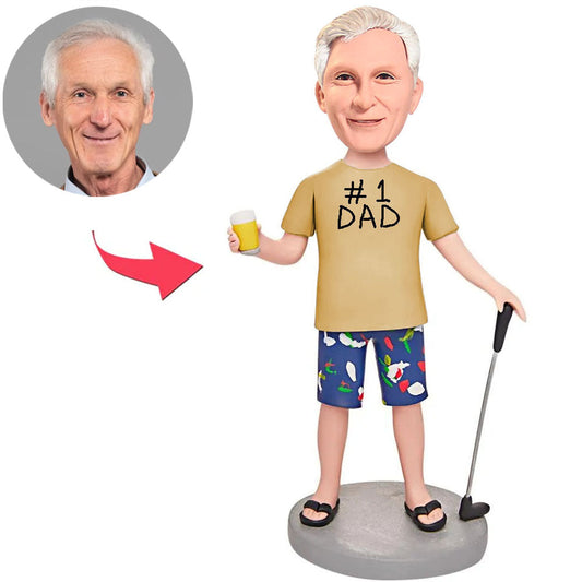 #1 Gelegenheitsgolfer-Vater Kundenspezifische Bobbleheads addieren Text