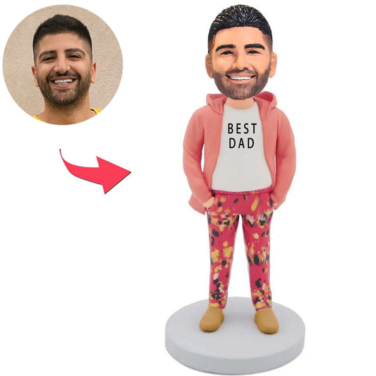 Rosa Kapuzenpullover Bester Papa Kundenspezifische Bobbleheads addieren Text