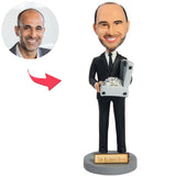 Kundenspezifischer Bobbleheads Reicher Chef hält Spardose