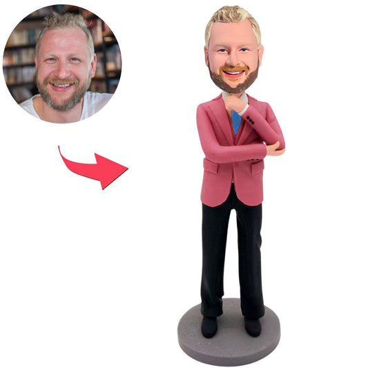 Kundenspezifischer Bobbleheads Rosa Hemd Geschäftsmann