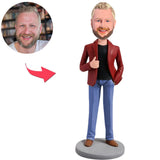 Kundenspezifischer Bobbleheads Rote Jacke männlich Boss Büro Mann