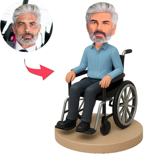 Älterer Mann im Rollstuhl Benutzerdefinierte Bobbleheads