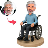 Älterer Mann im Rollstuhl Benutzerdefinierte Bobbleheads