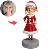 Weihnachtsgeschenke frohe Weihnachten Frau mit Weihnachtsmütze Kundenspezifische Bobbleheads