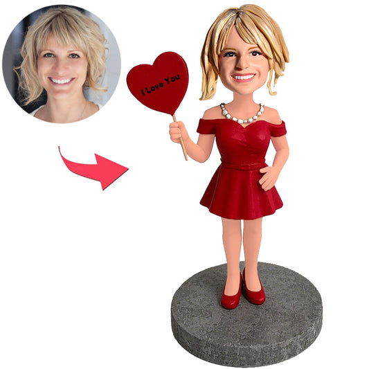 Ich liebe dich Herz Frau Kundenspezifische Bobbleheads