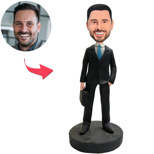 Geschäftsmann mit einer Tasche Benutzerdefinierte Bobbleheads mit graviertem Text