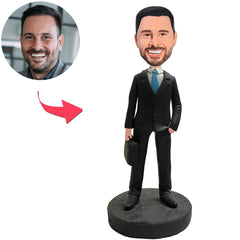 Geschäftsmann mit einer Tasche Benutzerdefinierte Bobbleheads mit graviertem Text