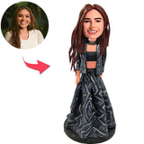 Frau im modischen Kleid Kundenspezifische Bobbleheads mit graviertem Text